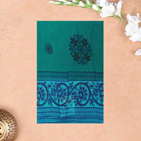 Sea Green Sungudi Cotton Saree without Blouse