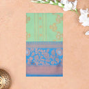 pistachio green and royal blue Soft Silk Saree