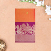 Orange With Rani Pink Copper Zari Border Soft Silk Saree