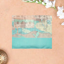 Beige with Light Blue Floral Pattern Semi Burberry Silk Saree