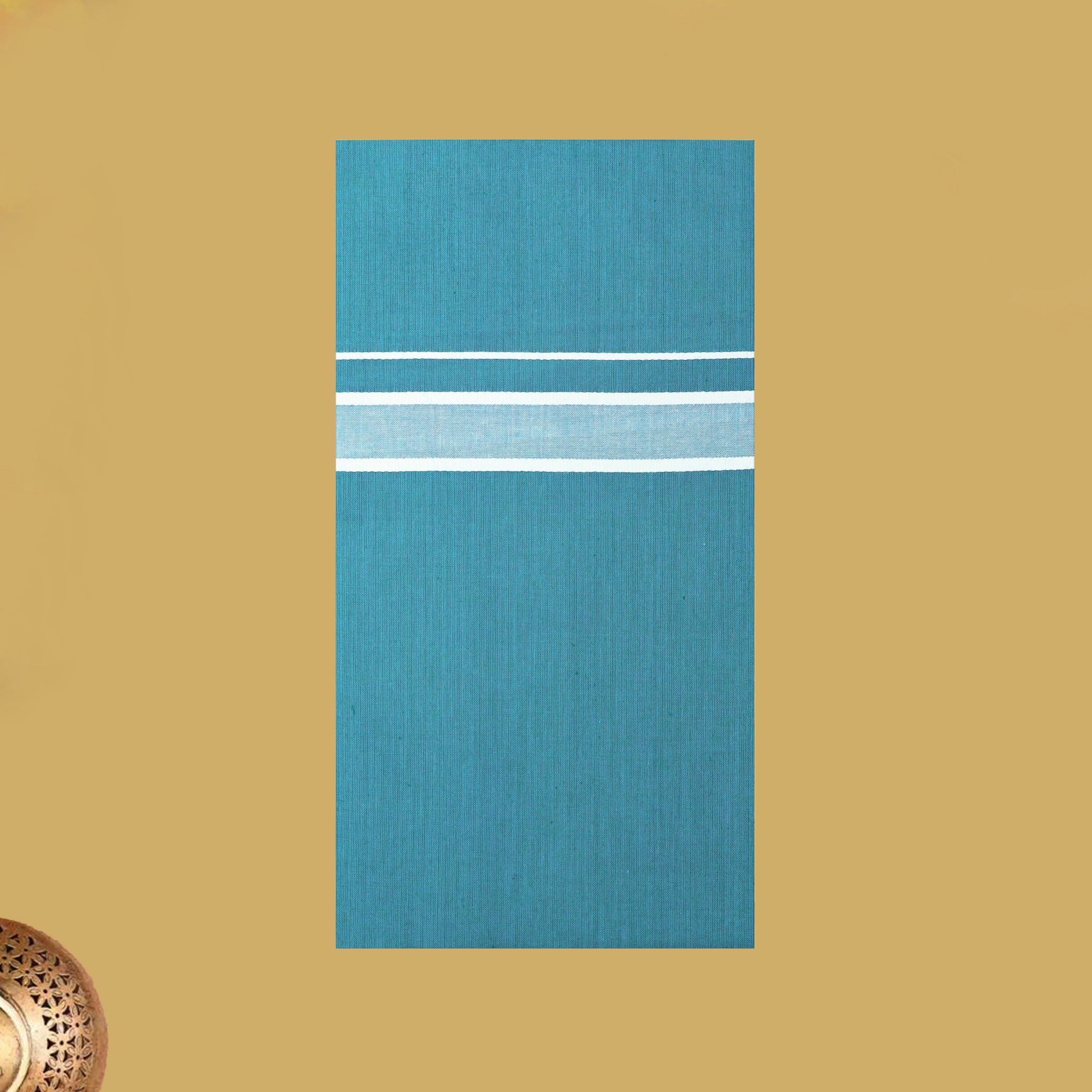 Sea Blue with White Border Men's Dhoti