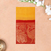 Mango Yellow With red Sungudi Cotton Saree without Blouse