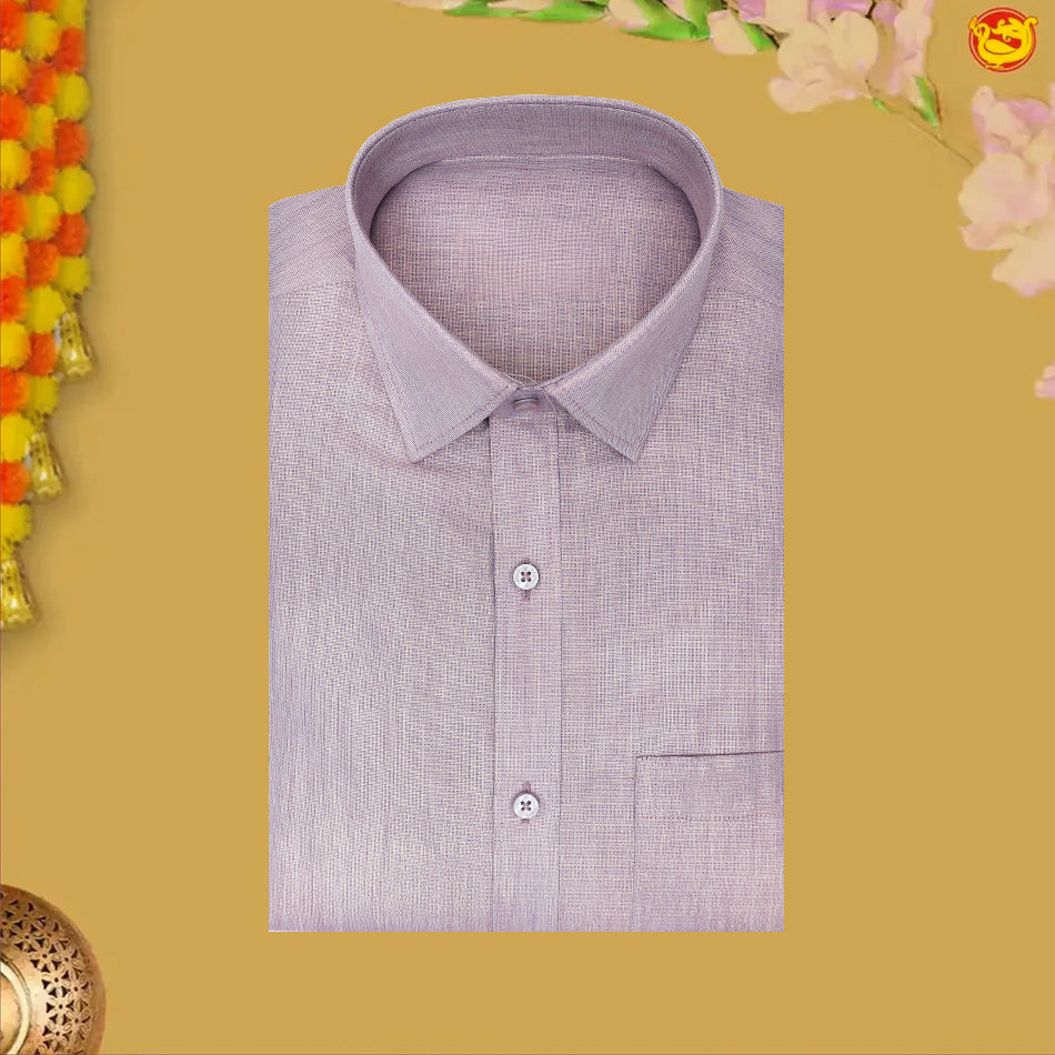 Light Violet Colour Readymade Shirt And Matching Border Dhoti Set For Men