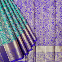 Green With Royal Blue pure Kanchipuram silk saree