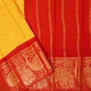 Mango Yellow With red Sungudi Cotton Saree without Blouse