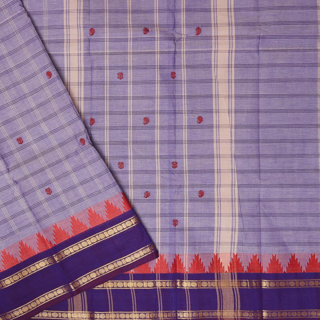 Light Violet With Purple Contrast Border  Pure Cotton Saree