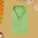 Lime Green Colour Readymade Shirt And Matching Border Dhoti Set for Men