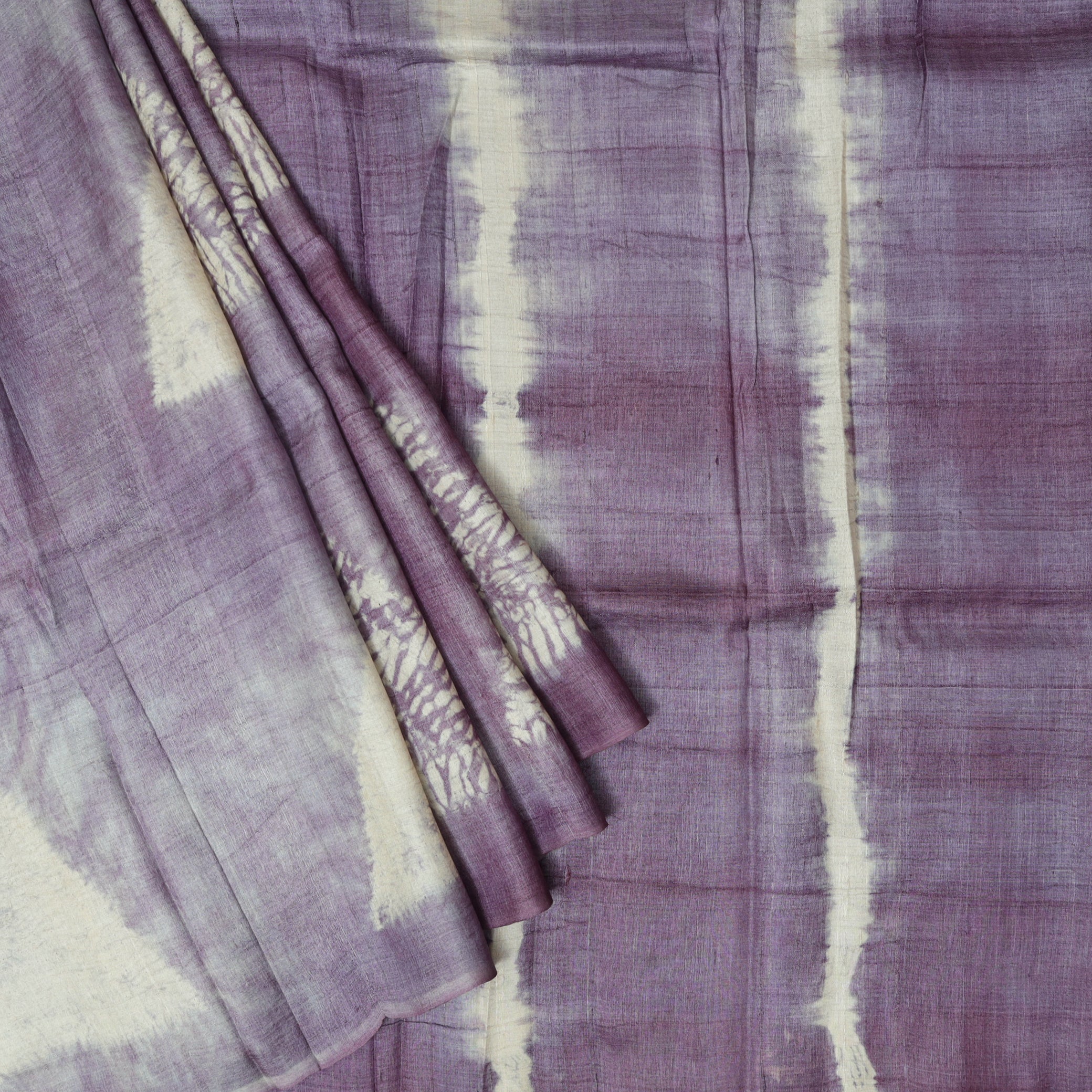 Pure Tussar Silk Saree Grape Colour With Floral Design and Painted Prints and Zari Woven Border