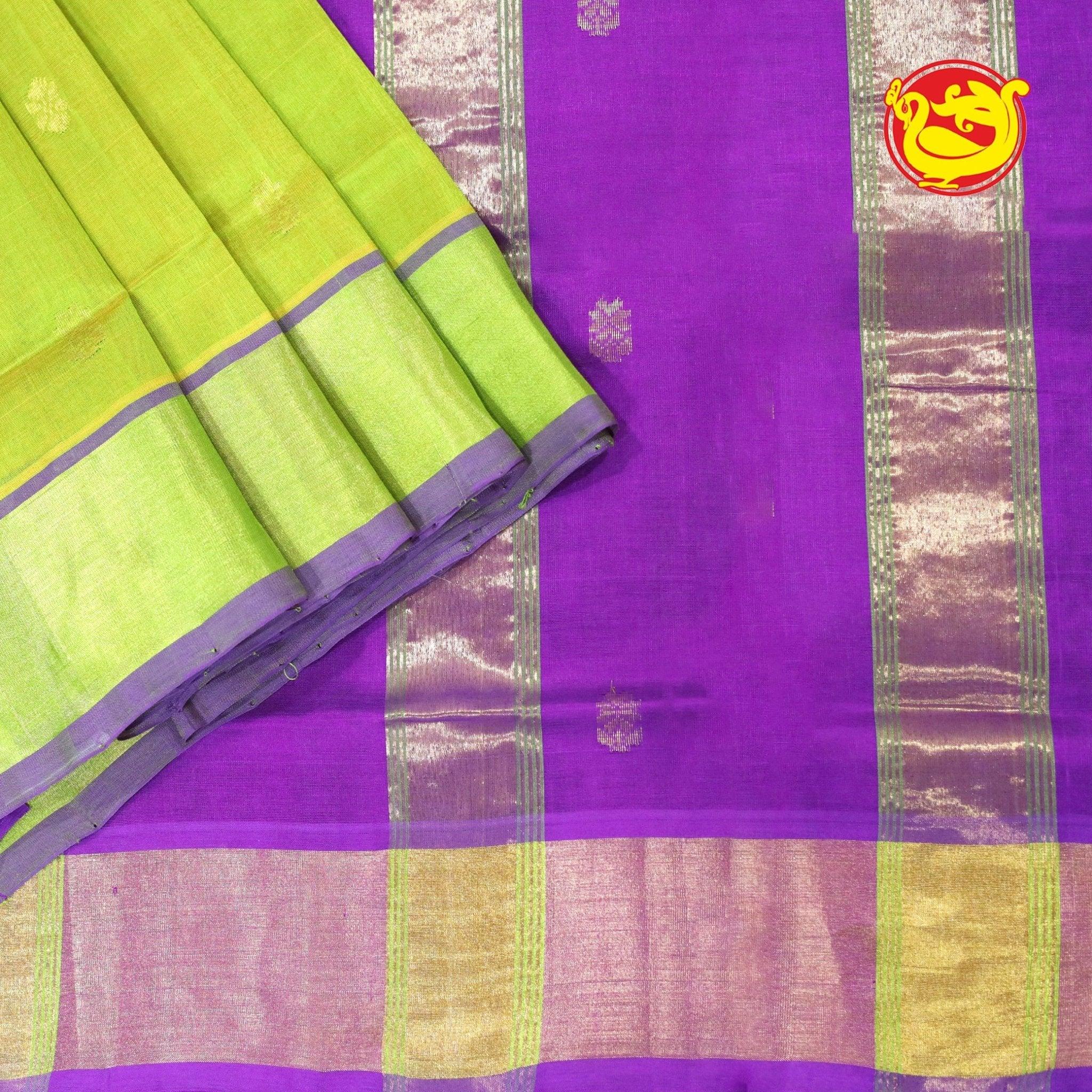 Mustard With Violet Pure Arani Silk Cotton Saree