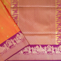 Orange With Rani Pink Copper Zari Border Soft Silk Saree