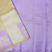 Light Golden Yellow with Lavender Litchi Silk Saree