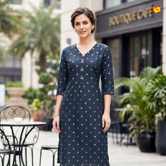 Navy Blue Color Ladies Readymade Straight Cut Top