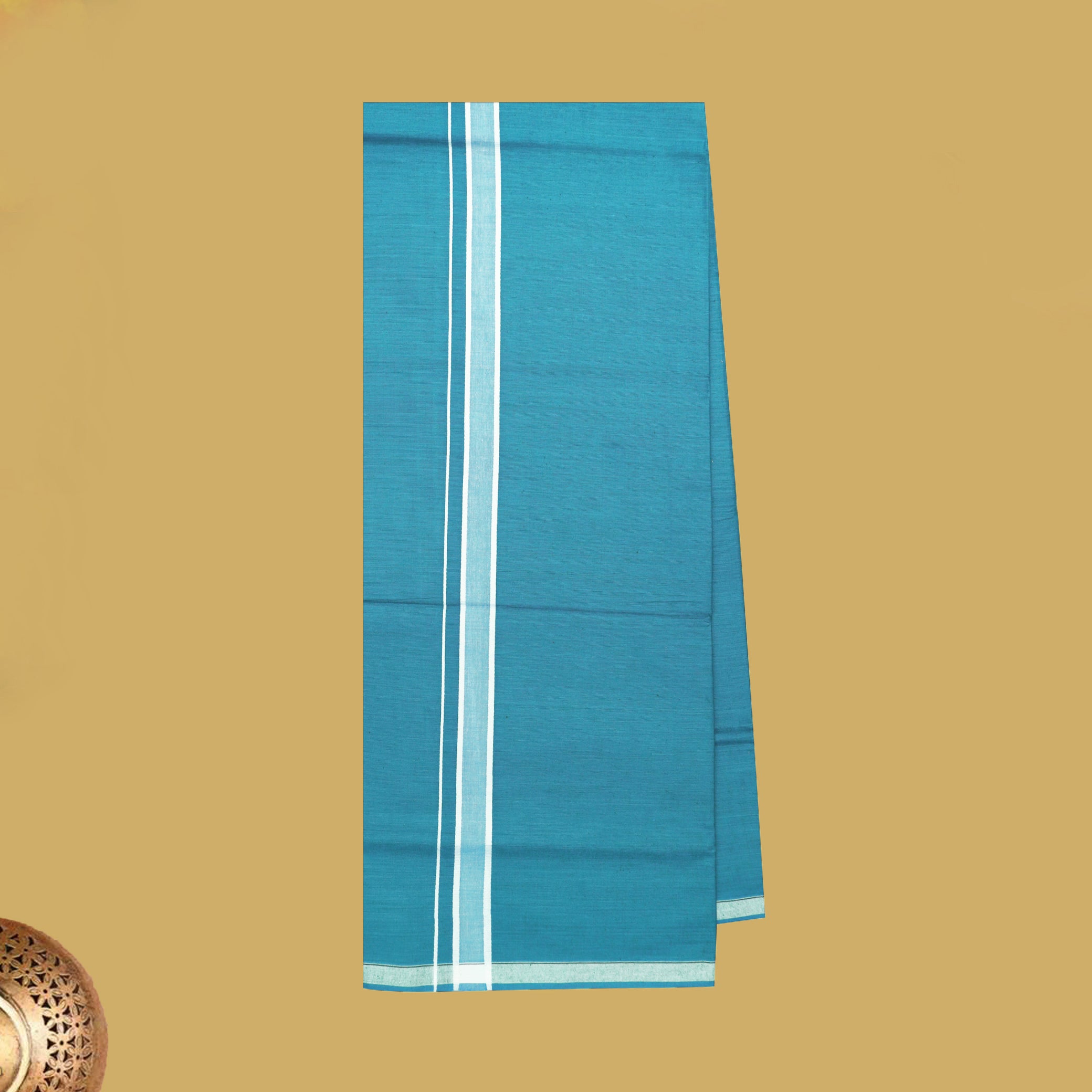 Sea Blue with White Border Men's Dhoti