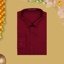 Red With White Readymade Shirt And Matching Border Dhoti Set for Men