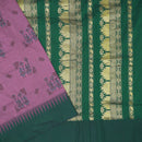 Magenta with a Green border and pallu Premium Quality Kalyani Cotton Saree