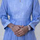 Aarviya-Light blue With  Floral Design  Ladies Branded Umbrella Top Readymade