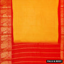 Mango Yellow With red Sungudi Cotton Saree without Blouse
