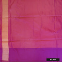 Orange With Rani Pink Copper Zari Border Soft Silk Saree