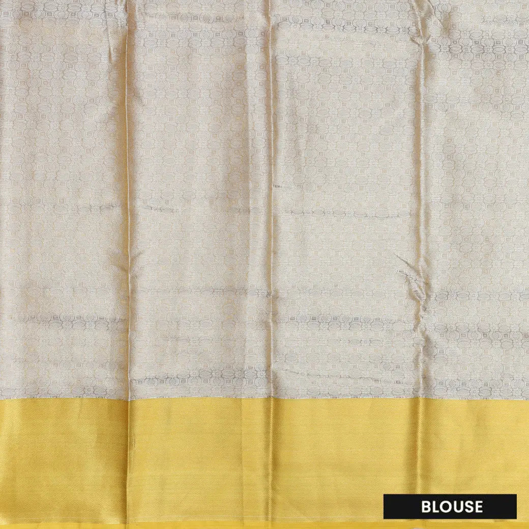 Periwinkle Blue with Golden-Yellow in Leaf Pattern Design Tanchui Silk Saree