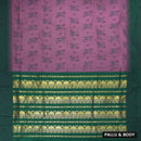 Magenta with a Green border and pallu Premium Quality Kalyani Cotton Saree