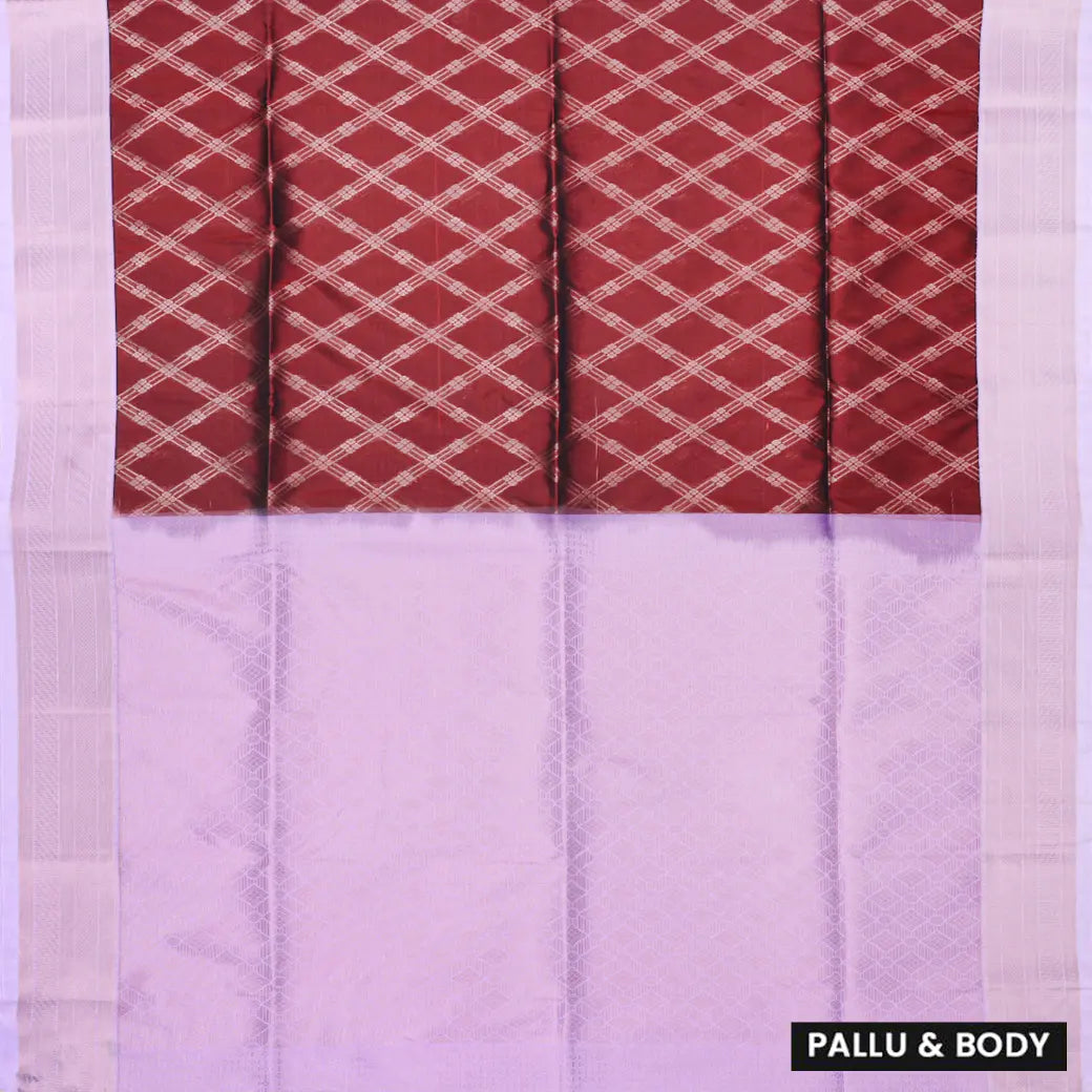Maroon  With  light purple Soft Silk