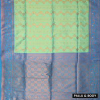 pistachio green and royal blue Soft Silk Saree