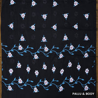 Block Linen Cotton Saree with Contrast Blouse