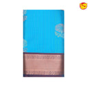 Bright Sky blue with Brown Soft Silk Saree - Thenianantham