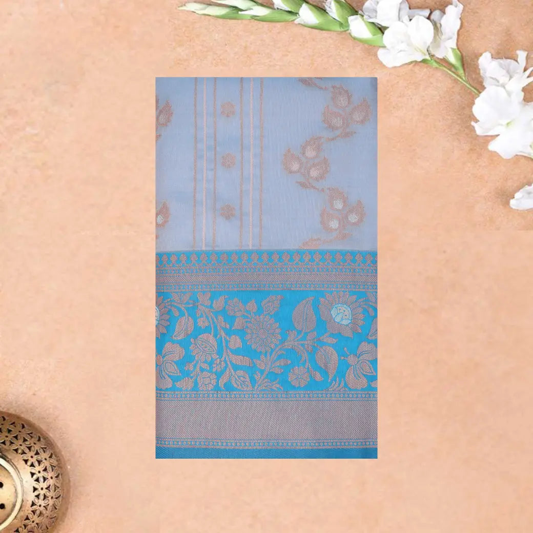 light sky and blue Soft Silk Saree