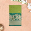 Lime Green With Ramar Green Copper Zari Border Soft Silk Saree