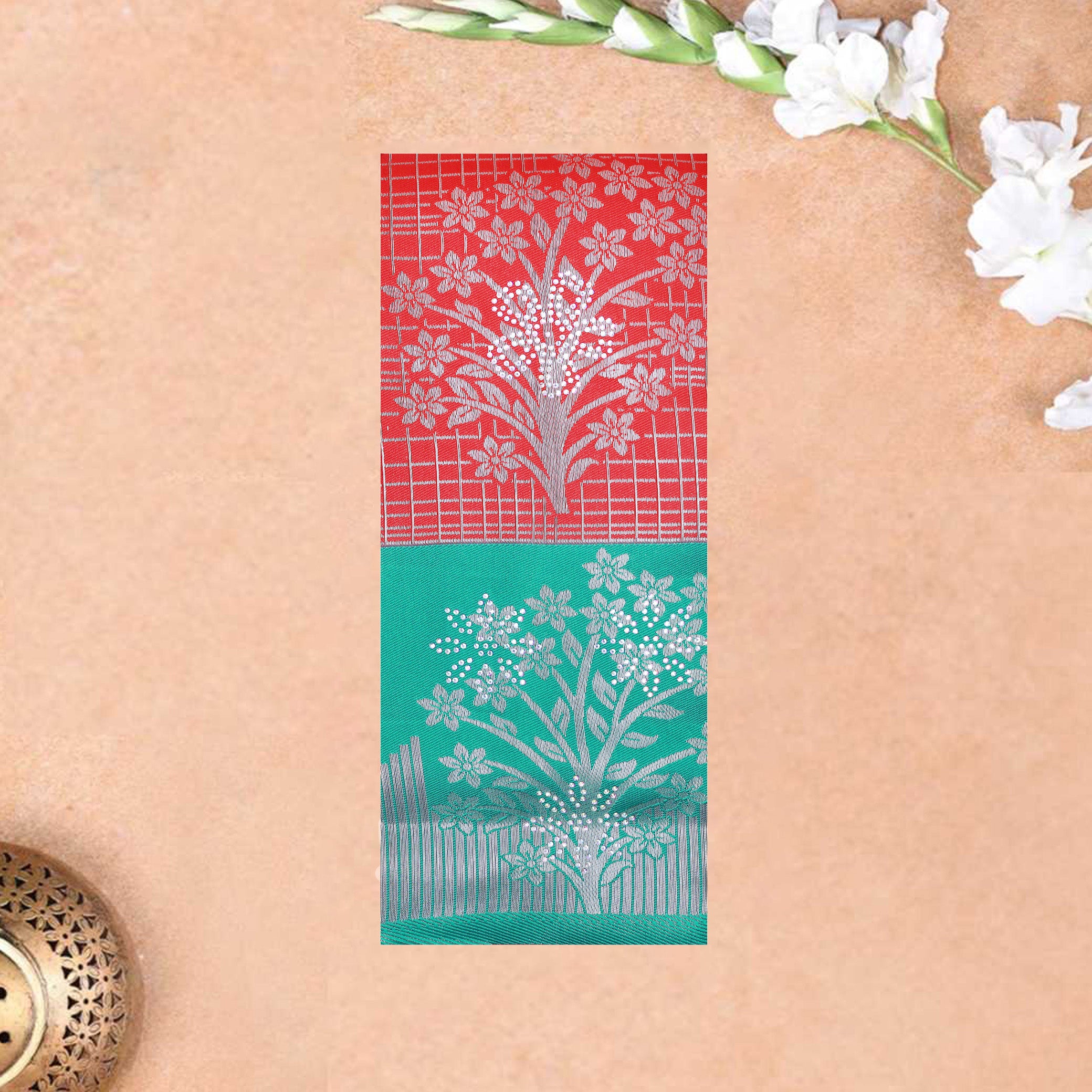 Red with Green Kubera Silk Saree