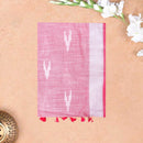 Light Pink With Dark Pink Trendy Linen Saree