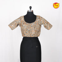 Mustard Printed Cotton Readymade Blouse - Thenianantham