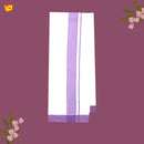 White with LAVENDER Fancy BIG BORDRE Cotton Men’s Dhoti