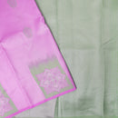 Pink with Green Litchi Silk Saree