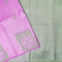 Pink with Green Litchi Silk Saree