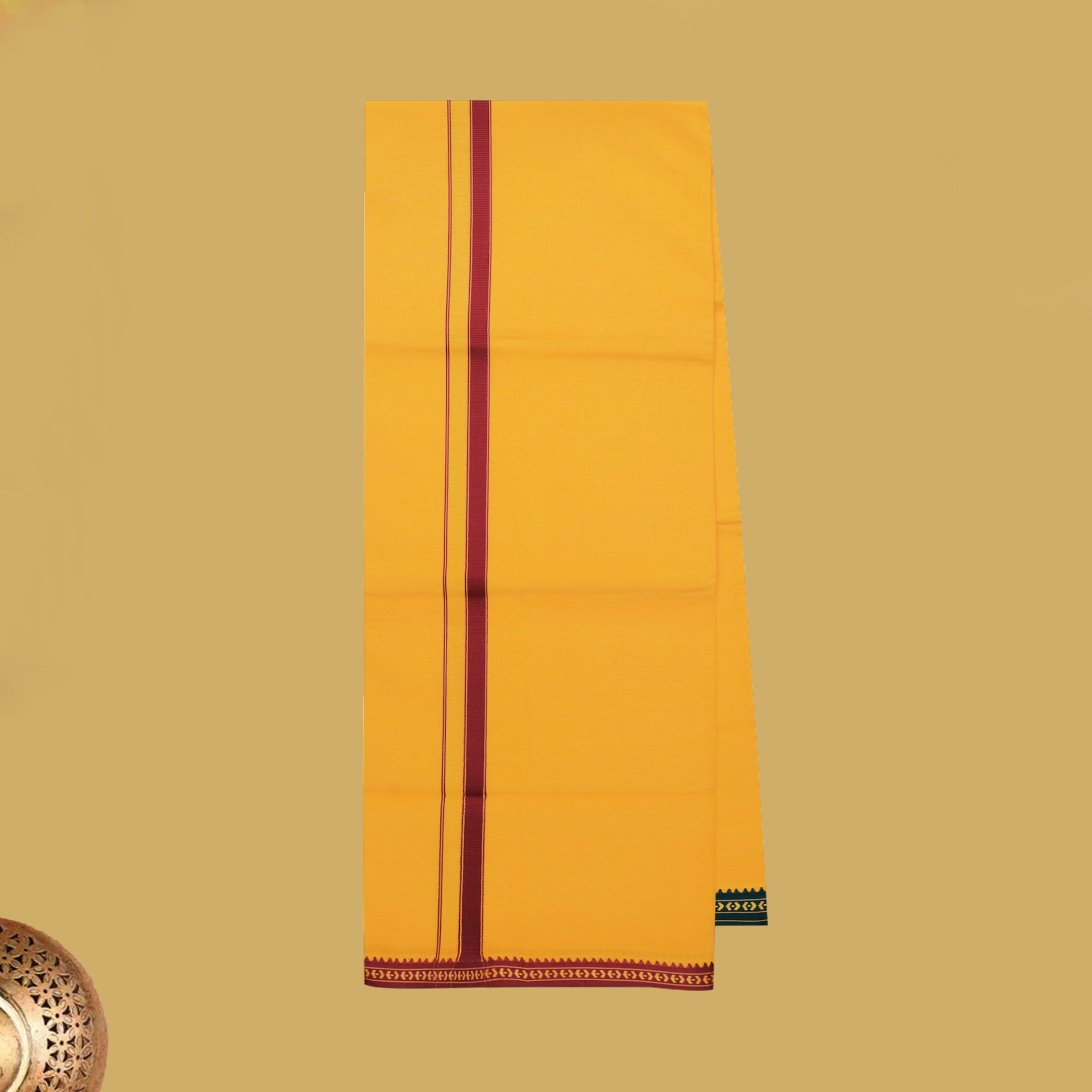 Yellow  with Red Border Men's Dhoti