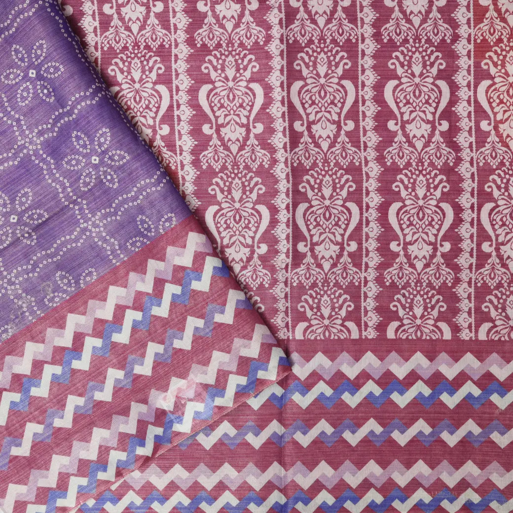 Purple with Red Tissue Silk Saree