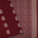 Deep Reddish-Maroon With Sandal Zari  Silk Cotton Saree
