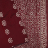 Deep Reddish-Maroon With Sandal Zari  Silk Cotton Saree