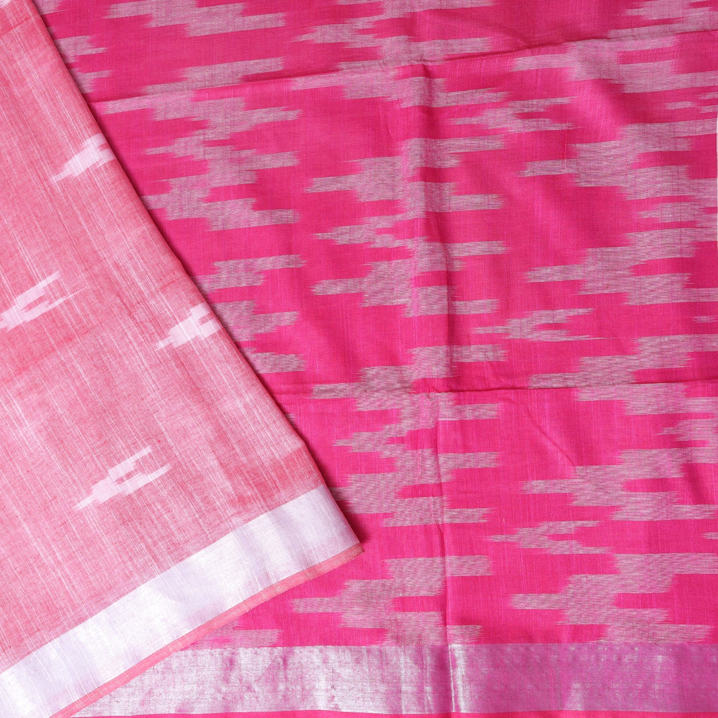 Light Pink With Dark Pink Trendy Linen Saree