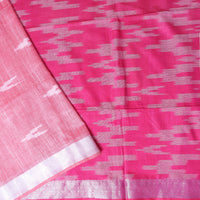 Light Pink With Dark Pink Trendy Linen Saree