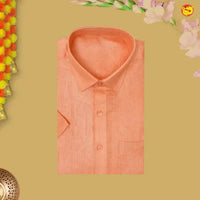 Orange Colour Readymade Shirt And Matching Border Dhoti Set for Men