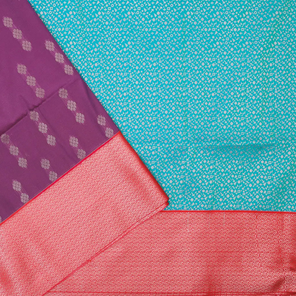 Dark Purple With Turquoise Blue Soft Silk