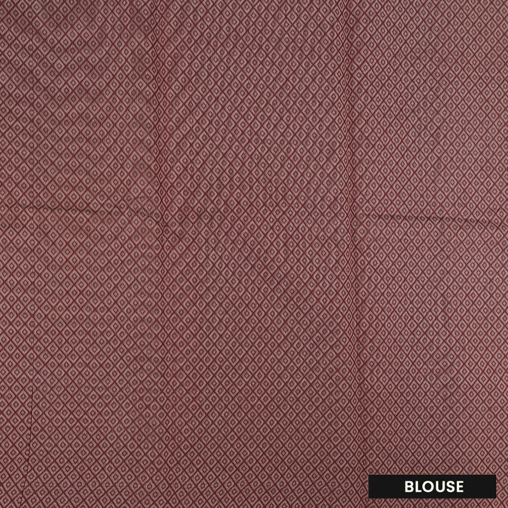 Deep Reddish-Maroon With Sandal Zari  Silk Cotton Saree