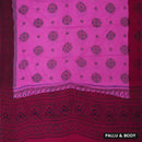 Rani pink with Dark Red Sungudi Cotton Saree without Blouse