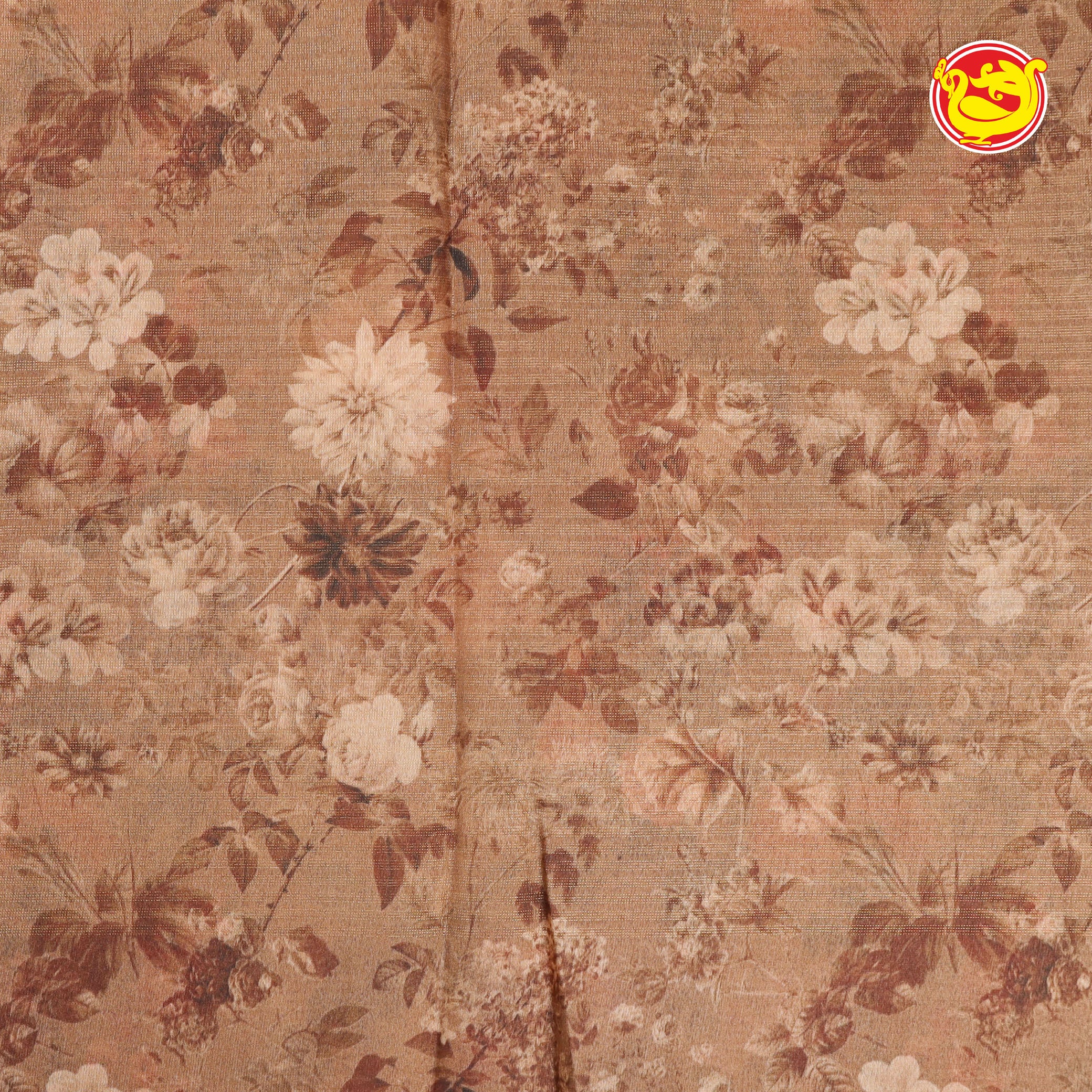 Light brown fancy cotton saree with digital prints