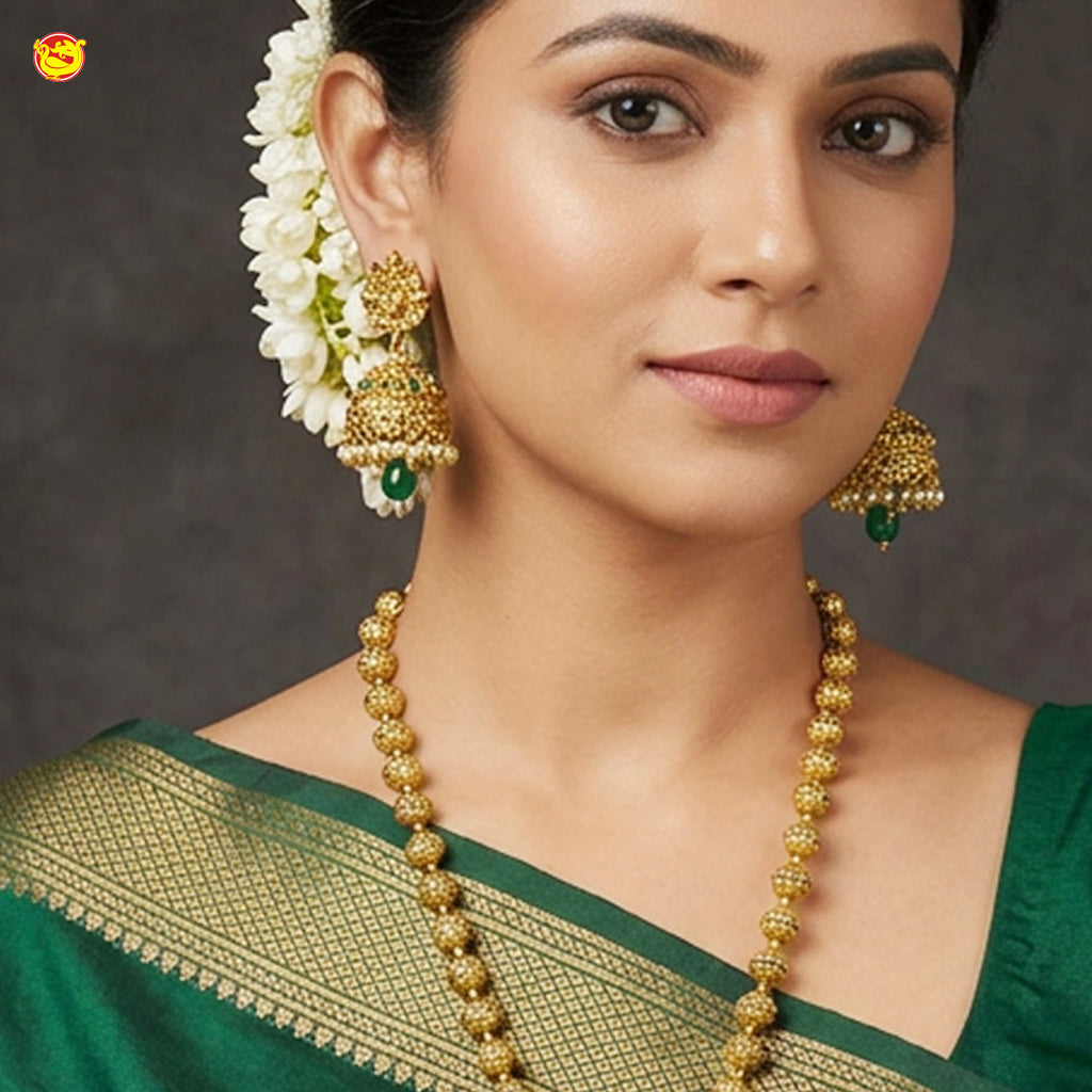 Antique  Gold –Toned Balls With  Temple Necklace  Set