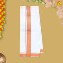 Orange Colour Readymade Shirt And Matching Border Dhoti Set for Men