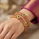 Gold-Plated Checked Rupy Stone Work bangles